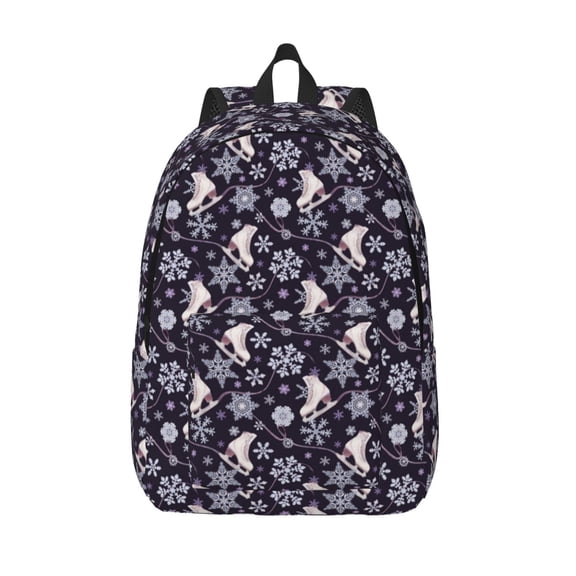 Defioc Elegant ice skates snowflakes A for Canvas Backpack,Travel Rucksack Unisex Knapsack Laptop Backpack for Work & College -Small
