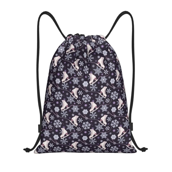 Defioc Elegant ice skates snowflakes A for Drawstring Backpack Sports Gym Bag for Women Men Children Adult Sackpack Yoga Bag for Wet Swimming,Gym,and Workout Gear -Medium