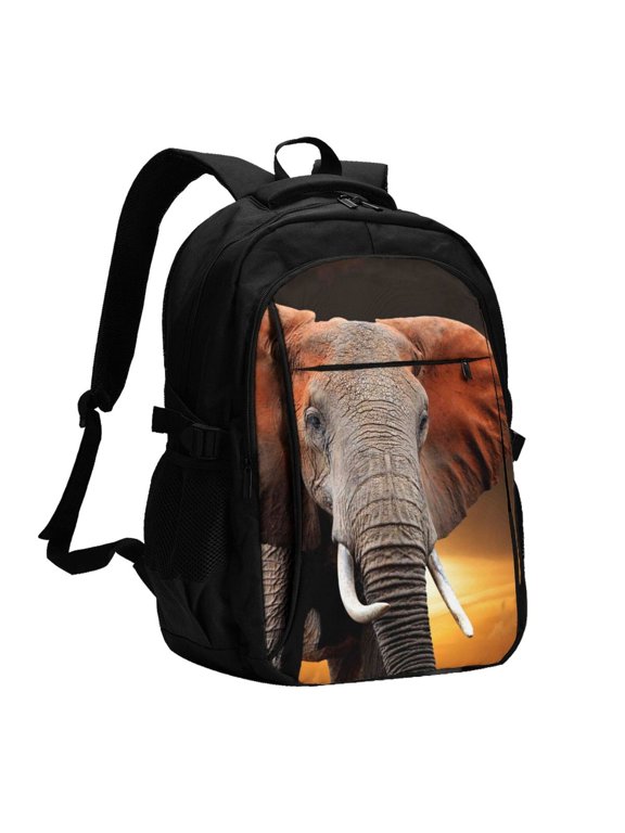 Elephant Sunset in Kenya for Travel Backpack for Women,15.6 inch Laptop Backpack Carry On Backpack Personal Item Travel Bag Daypack for School Weekender Business Trip