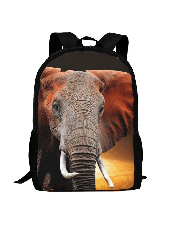 Elephant Sunset in Kenya Pattern Carry on Backpack,16.5x12.5x5.5 Personal Item Bag Carry On Backpack Water Resistant Lightweight Daypack