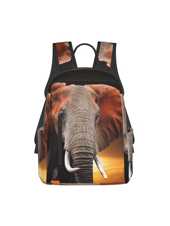 Elephant Sunset in Kenya Pattern Travel Laptop Backpack,Lightweight Backpack Travel Hiking Daypack Backpack Work Bag for Men Women