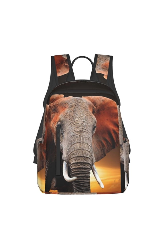 Elephant Sunset in Kenya Pattern Travel Laptop Backpack,Lightweight Backpack Travel Hiking Daypack Backpack Work Bag for Men Women