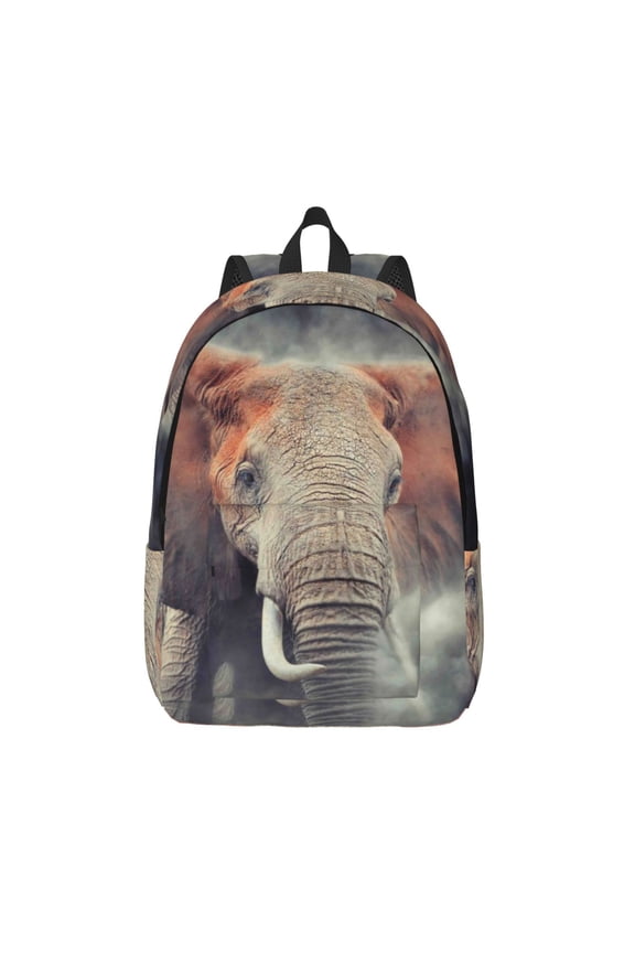 Elephant in Smoke for Canvas Backpack,Travel Rucksack Unisex Knapsack Laptop Backpack for Work & College -Medium