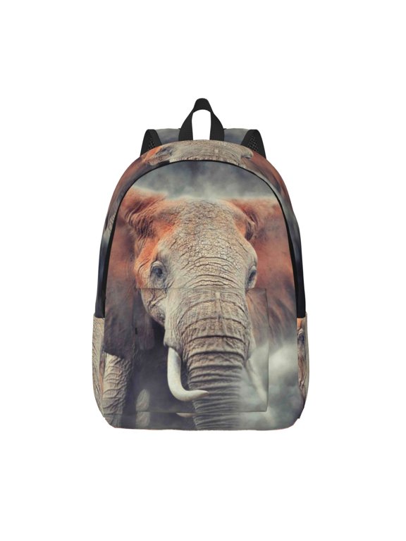 Elephant in Smoke for Canvas Backpack,Travel Rucksack Unisex Knapsack Laptop Backpack for Work & College -Small