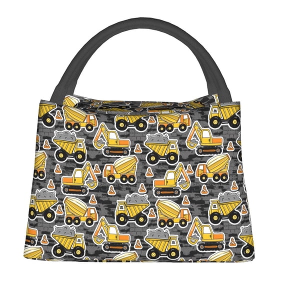 Defioc Excavator At Work Print Lunch Bag for Women Men,Insulated Lunch Bag Leakproof Cooler Tote Bag Organizer for Work Picnic or Travel