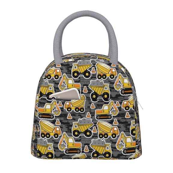 Defioc Excavator At Work Print LunchBag for Women and Men - Leakproof Cooler Tote Bag Organizer - Reusable Lunch Box for Office/Picnic/Hiking/Beach