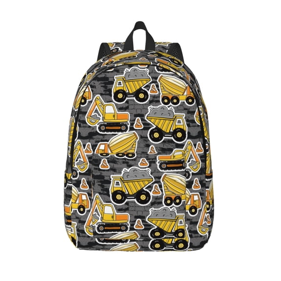 Defioc Excavator At Work for Canvas Backpack,Travel Rucksack Unisex Knapsack Laptop Backpack for Work & College -Small