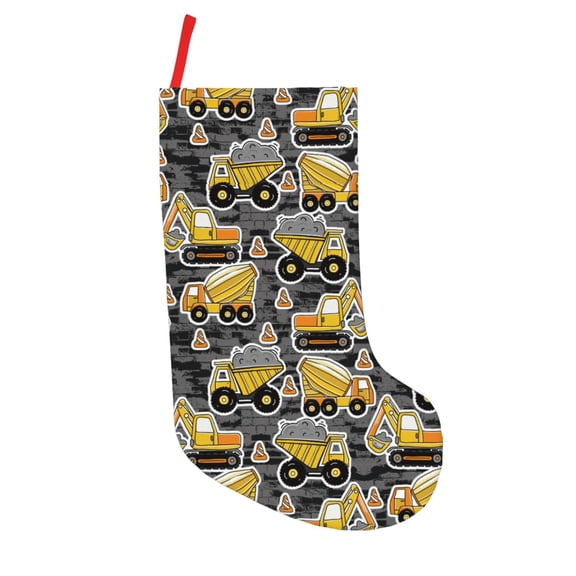 Defioc Excavator At Work for Christmas Stockings 18" Personalized Holiday Stocking for Family, Farmhouse Decor, Xmas Tree Decoration, 1 Pack