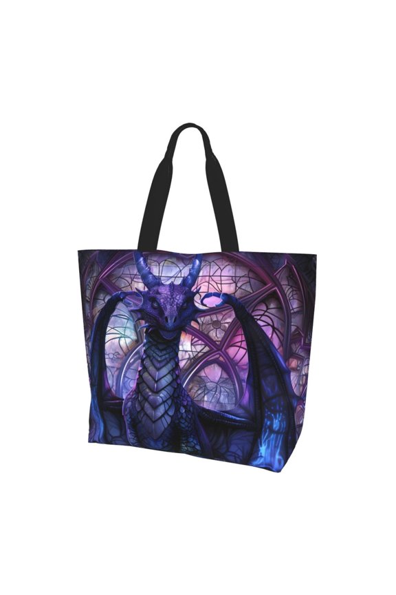 Fantasy Dragon In Cathedralfor Women's Tote Bag - Shopping Bag Casual Shoulder Bag Fashion Handbag Daily Bag Hobo Bags for Travel Work Shopping