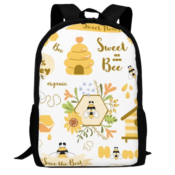 Defioc Farm Bee Cute Honey Pattern Carry on Backpack,16.5x12.5x5.5 Personal Item Bag Carry On Backpack Water Resistant Lightweight Daypack