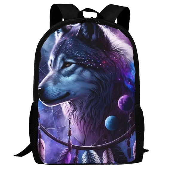 Defioc Feathered Wolf Pattern Carry on Backpack,16.5x12.5x5.5 Personal Item Bag Carry On Backpack Water Resistant Lightweight Daypack