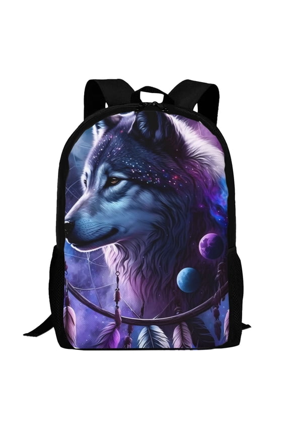 Feathered Wolf Pattern Carry on Backpack,16.5x12.5x5.5 Personal Item Bag Carry On Backpack Water Resistant Lightweight Daypack