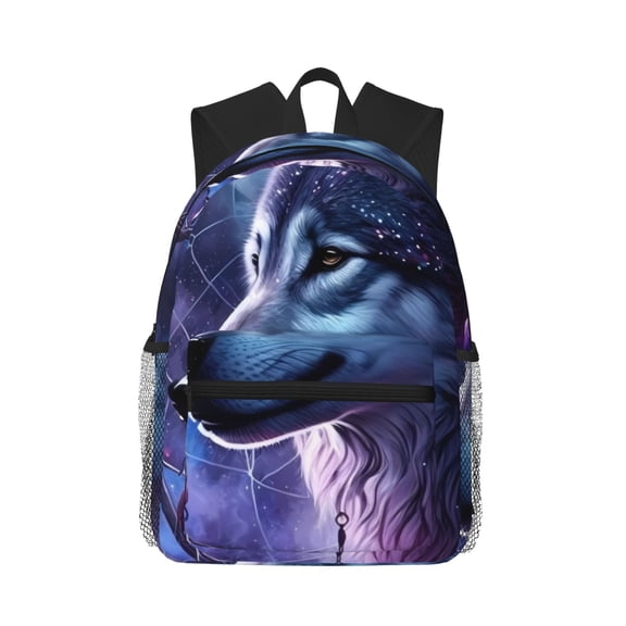Defioc Feathered Wolf Pattern Laptop Backpack for Men and Women,Casual Backpack Dayback Sports Bookbag for Travel Running Hiking