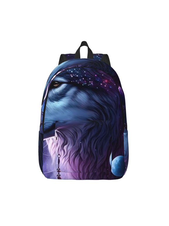Feathered Wolf for Canvas Backpack,Travel Rucksack Unisex Knapsack Laptop Backpack for Work & College -Small