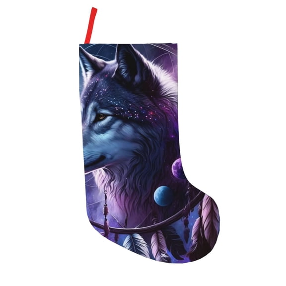 Defioc Feathered Wolf for Christmas Stockings 18" Personalized Holiday Stocking for Family, Farmhouse Decor, Xmas Tree Decoration, 1 Pack
