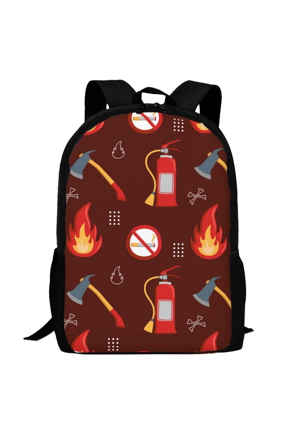 Fire Extinguisher Pattern Carry on Backpack,16.5x12.5x5.5 Personal Item Bag Carry On Backpack Water Resistant Lightweight Daypack