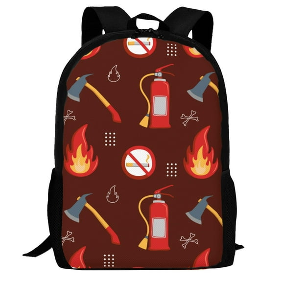 Defioc Fire Extinguisher Pattern Carry on Backpack,16.5x12.5x5.5 Personal Item Bag Carry On Backpack Water Resistant Lightweight Daypack