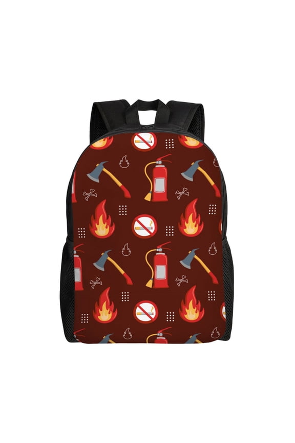 Fire Extinguisher Print Backpack -Travel,or Work Bookbag Daypacks with 15-Inch Laptop Sleeve and Dual Water Bottle Pockets