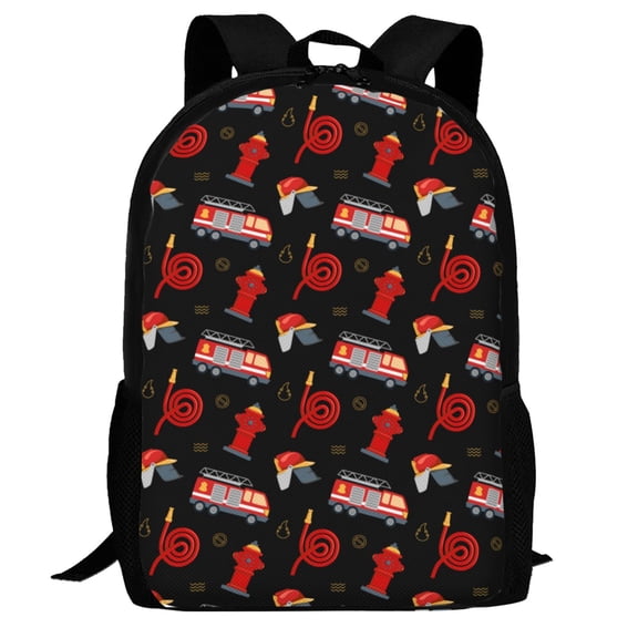 Defioc Fire Fighting Pattern Carry on Backpack,16.5x12.5x5.5 Personal Item Bag Carry On Backpack Water Resistant Lightweight Daypack