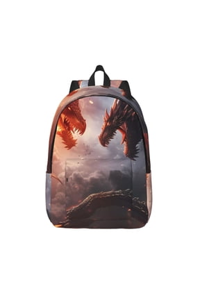 Fire Sky Dragon for Canvas Backpack,Travel Rucksack Unisex Knapsack Laptop Backpack for Work & College -Medium