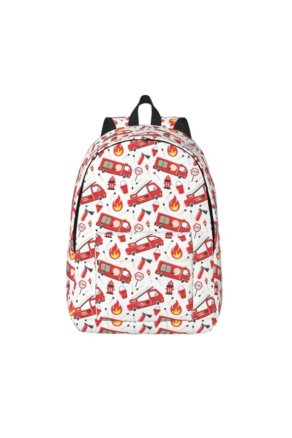 Fire Truck for Canvas Backpack,Travel Rucksack Unisex Knapsack Laptop Backpack for Work & College -Medium