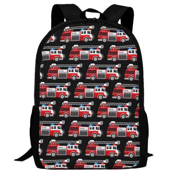 Defioc Fire and Rescue Truck Pattern Carry on Backpack,16.5x12.5x5.5 Personal Item Bag Carry On Backpack Water Resistant Lightweight Daypack