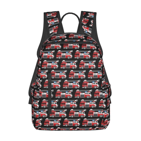Defioc Fire and Rescue Truck Pattern Travel Laptop Backpack,Lightweight Backpack Travel Hiking Daypack Backpack Work Bag for Men Women