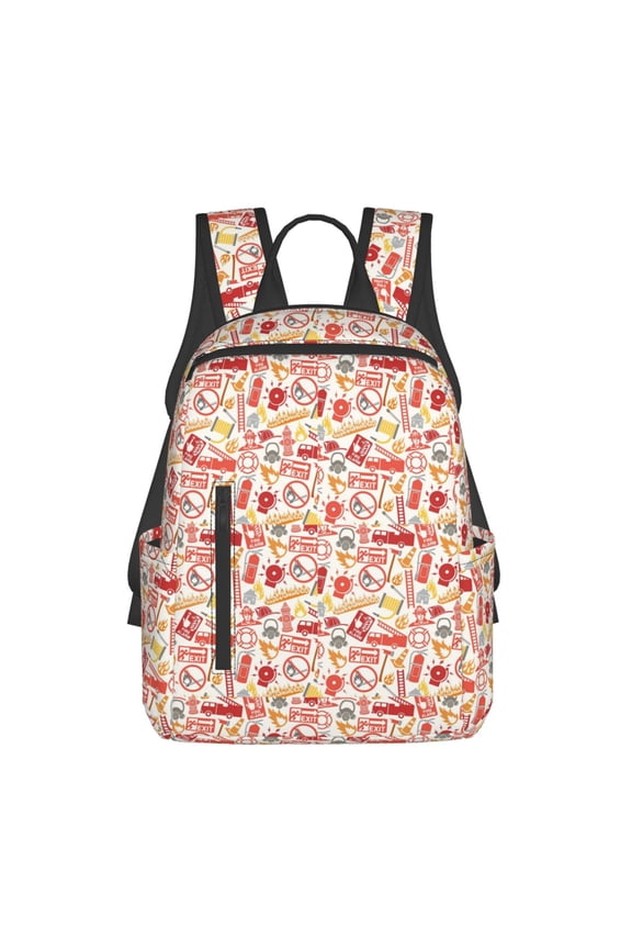 Firefighter Icons Pattern Travel Laptop Backpack,Lightweight Backpack Travel Hiking Daypack Backpack Work Bag for Men Women