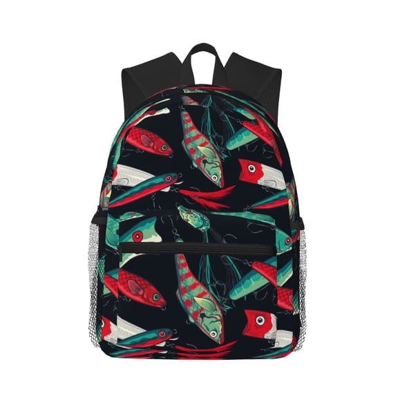Defioc Fishing Lure Pattern Laptop Backpack for Men and Women,Casual Backpack Dayback Sports Bookbag for Travel Running Hiking