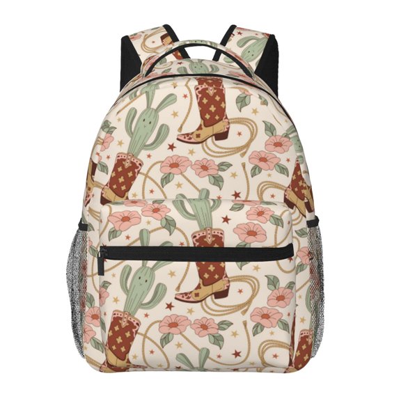 Defioc Floral Cowboy Boots Pattern Laptop Backpack,Travel Backpack Outdoor Activities Bag Daypack for Travel Hiking Shopping Daily