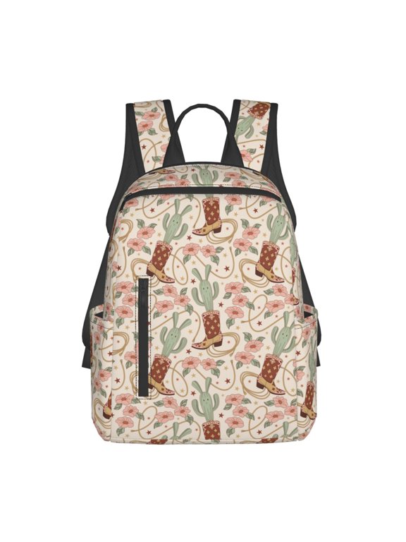 Floral Cowboy Boots Pattern Travel Laptop Backpack,Lightweight Backpack Travel Hiking Daypack Backpack Work Bag for Men Women