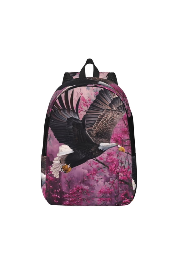 Flower Bald Eagle for Canvas Backpack,Travel Rucksack Unisex Knapsack Laptop Backpack for Work & College -Medium