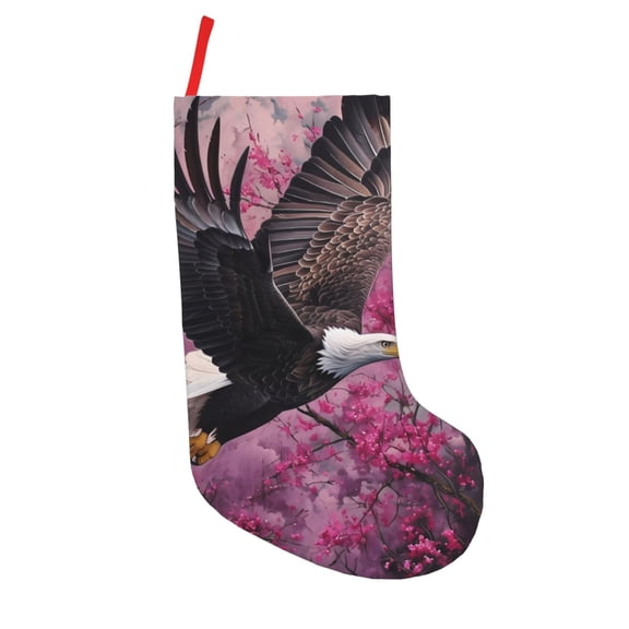 Defioc Flower Bald Eagle for Christmas Stockings 18" Personalized Holiday Stocking for Family, Farmhouse Decor, Xmas Tree Decoration, 1 Pack