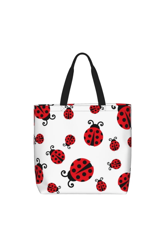 Fly Flying Ladybug Pattern Tote Bag for Women,Large Capacity Tote Bag with Zipper Casual Shoulder Handbags Shopping Bag