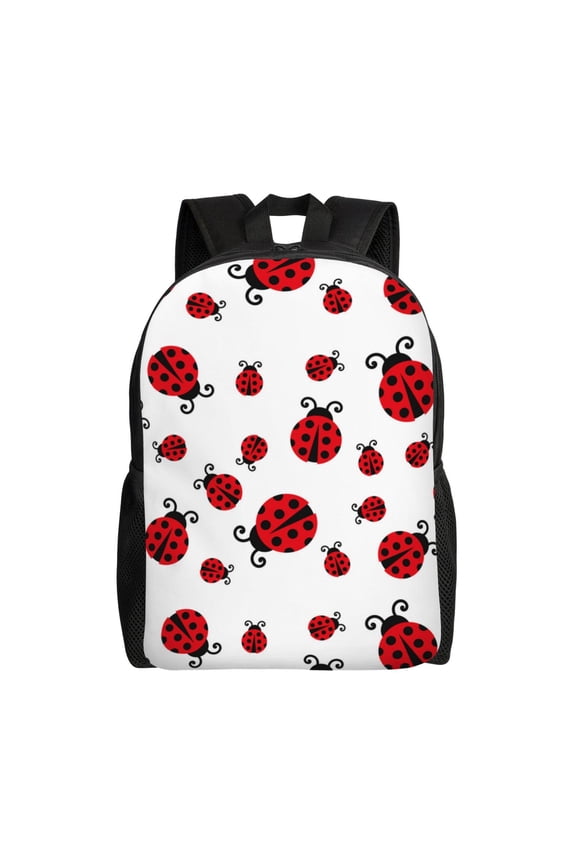 Fly Flying Ladybug Print Backpack -Travel,or Work Bookbag Daypacks with 15-Inch Laptop Sleeve and Dual Water Bottle Pockets
