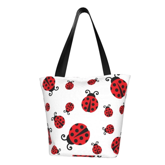 Defioc Fly Flying Ladybug Print Tote Bag for Women,Shoulder Bag with Zipper Casual Tote's Handbag Big Capacity Shoulder Bag with Inner Pocket Fit for Shopping,Office,Travel