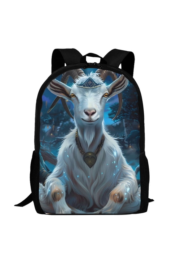 Forest Meditating Goat Pattern Carry on Backpack,16.5x12.5x5.5 Personal Item Bag Carry On Backpack Water Resistant Lightweight Daypack