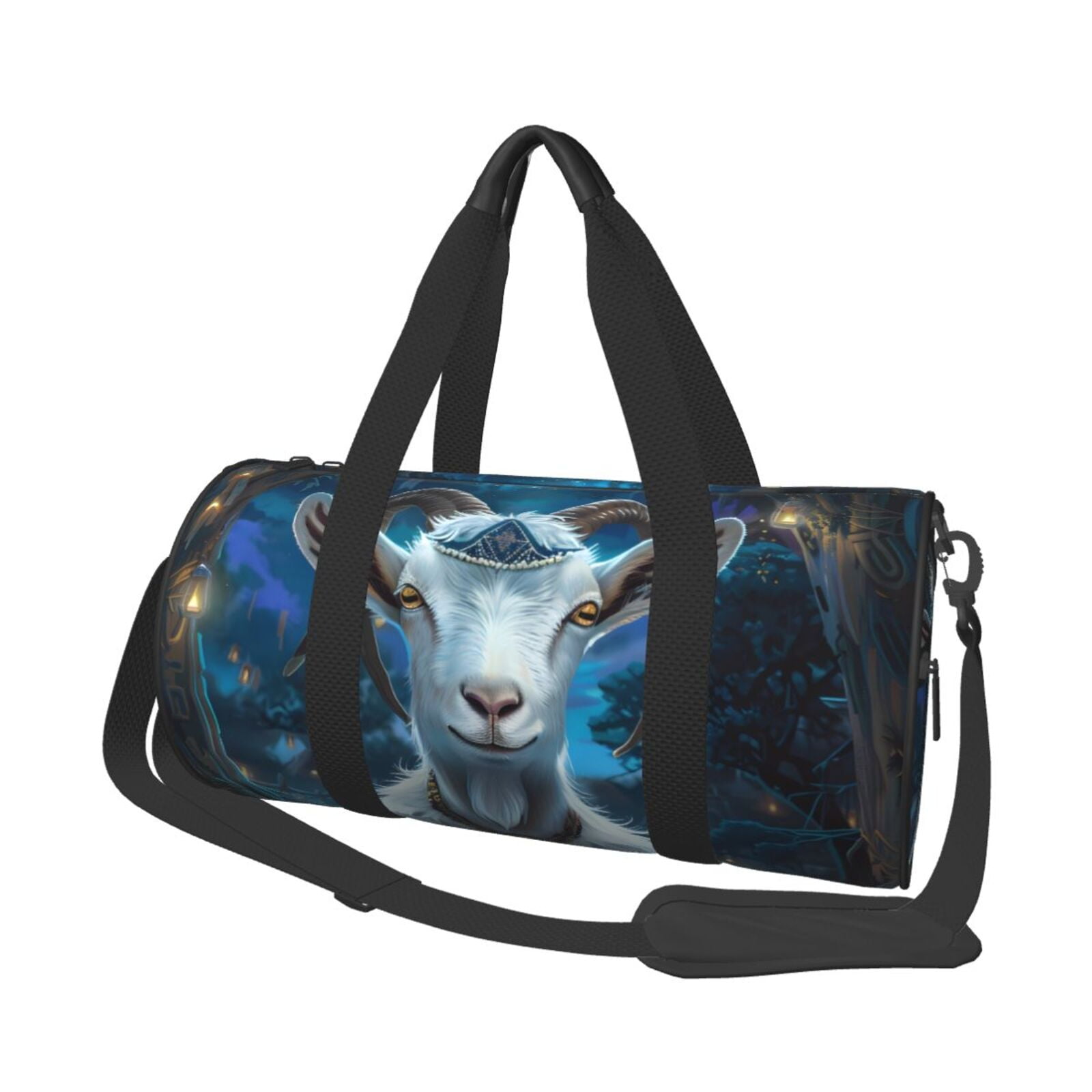 Defioc Forest Meditating Goat for Travel Duffle Bag,Weekender Bag Carry On Tote Bags Hospital Bag Large Capacity Sport Gym Bag for Men Women Fit for Trave, Gym,Weekend