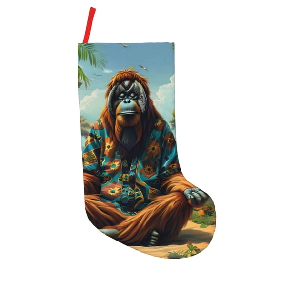 Defioc Forest Meditating Gorilla for Christmas Stockings 18" Personalized Holiday Stocking for Family, Farmhouse Decor, Xmas Tree Decoration, 1 Pack