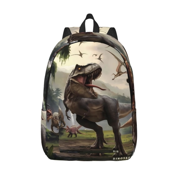 Defioc Forest Park Dinosaur for Canvas Backpack,Travel Rucksack Unisex Knapsack Laptop Backpack for Work & College -Medium