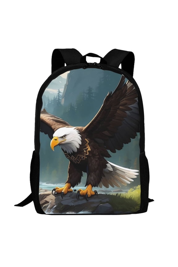 Forest River Bald Eagle Pattern Carry on Backpack,16.5x12.5x5.5 Personal Item Bag Carry On Backpack Water Resistant Lightweight Daypack