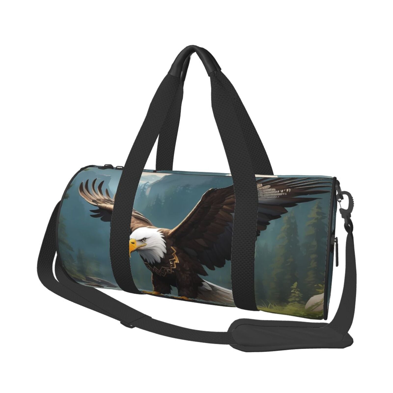 Defioc Forest River Bald Eagle for Travel Duffle Bag,Weekender Bag Carry On Tote Bags Hospital Bag Large Capacity Sport Gym Bag for Men Women Fit for Trave, Gym,Weekend