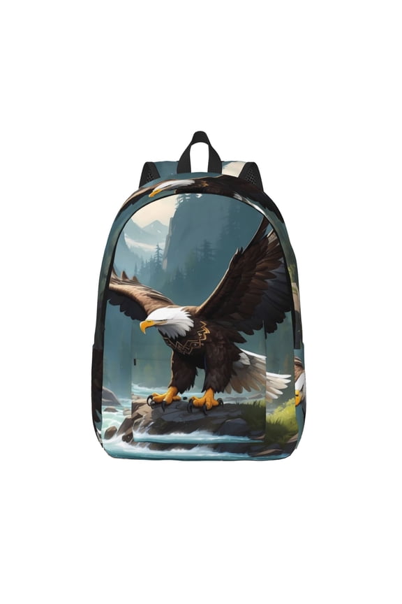 Forest River Bald Eagle for Canvas Backpack,Travel Rucksack Unisex Knapsack Laptop Backpack for Work & College -Medium