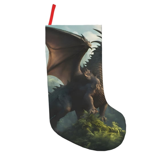 Defioc Forest Stone-Colored Dragon for Christmas Stockings 18" Personalized Holiday Stocking for Family, Farmhouse Decor, Xmas Tree Decoration, 1 Pack