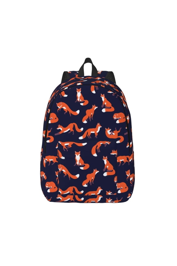 Foxes In Different Poses for Canvas Backpack,Travel Rucksack Unisex Knapsack Laptop Backpack for Work & College -Medium