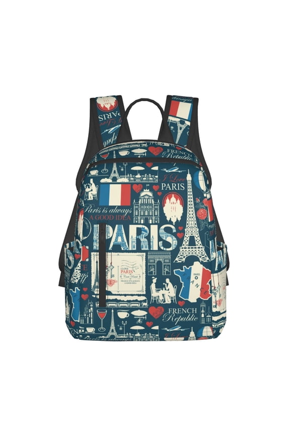 France and Paris Pattern Travel Laptop Backpack,Lightweight Backpack Travel Hiking Daypack Backpack Work Bag for Men Women