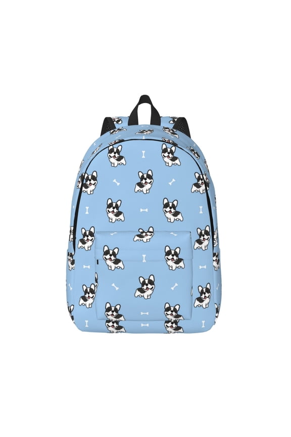French Bulldog Puppy for Canvas Backpack,Travel Rucksack Unisex Knapsack Laptop Backpack for Work & College -Medium