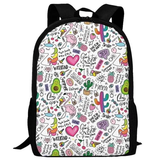 Defioc Fun Animal with Unicorn Pattern Carry on Backpack,16.5x12.5x5.5 Personal Item Bag Carry On Backpack Water Resistant Lightweight Daypack