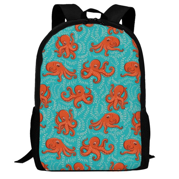 Defioc Fun Octopus Pattern Carry on Backpack,16.5x12.5x5.5 Personal Item Bag Carry On Backpack Water Resistant Lightweight Daypack