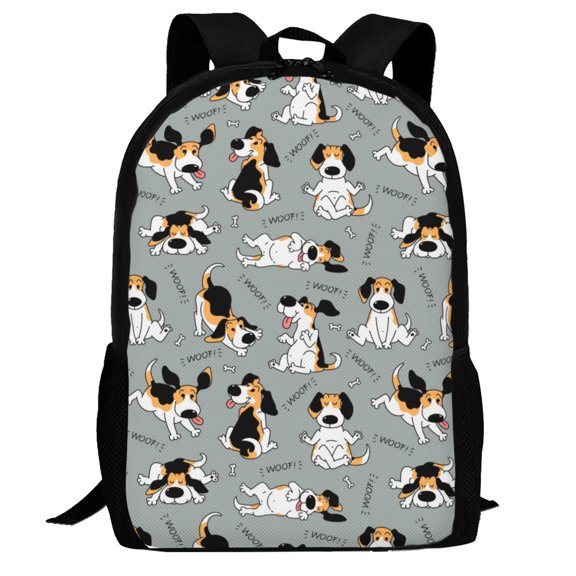 Defioc Funny Beagle Active Dog Pattern Carry on Backpack,16.5x12.5x5.5 Personal Item Bag Carry On Backpack Water Resistant Lightweight Daypack